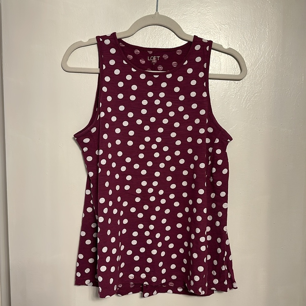 Loft tank top. Size XS. Maroon with white dots.